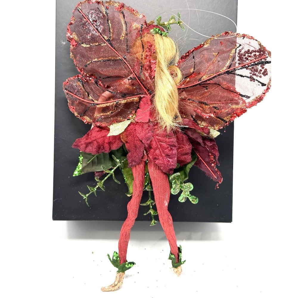 Mark Roberts Fairy Hanging Ornament Fabric Art Doll w/ Flowers & Wings Vintage K - Picture 12 of 12